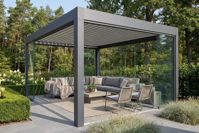Pergola mit Lamellendach als wetterfeste Premiumlösung